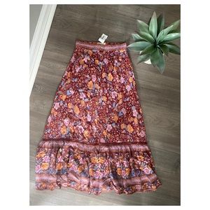 NWT Rust Floral TDDPSSHDP boho maxi skirt S